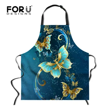 

FORUDESIGNS Butterfly Print Apron Stylish Adult Bibs Adjustable Cleaning Aprons Home Cooking Baking Restaurant Kitchen Aprons