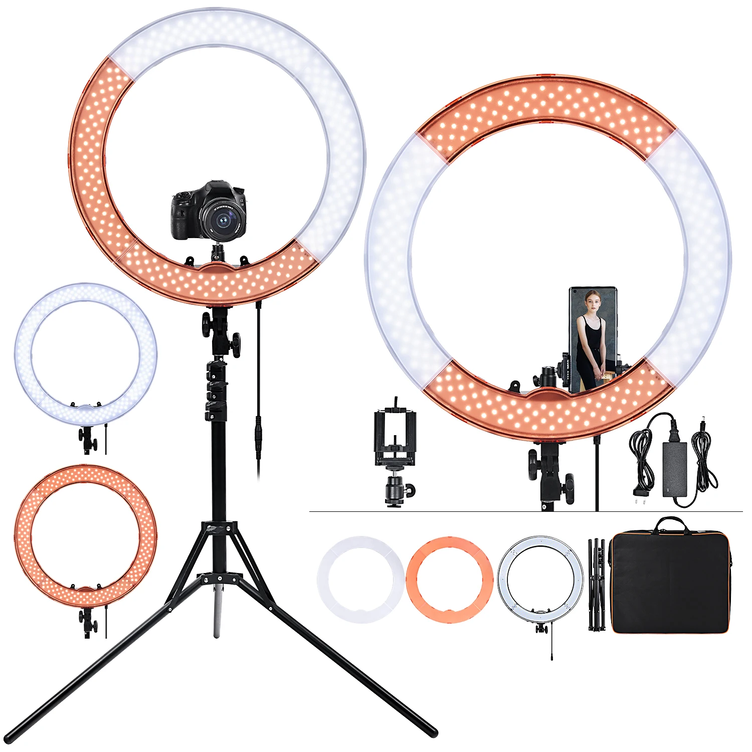 018'' LED Ring Licht Handyhalter Kit Selfie Fotografie Beauty Lampe mit Stativ 