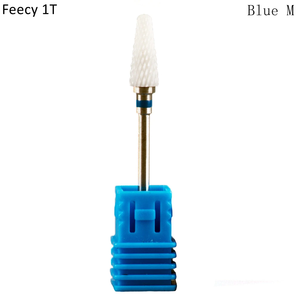 Feecy 1T Blue M Фрезер для маникюра ногтей-дюймовые сверла для сверления, электрическая дрель для маникюра машина керамическая фреза фрезы педикюр бит аксессуары для ногтей - Цвет: Feecy 1T Blue M