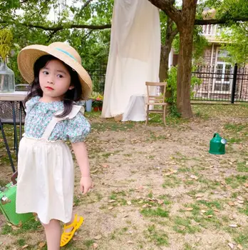 

2020 Korea Style Girls 2 PCS Printed Set Shirt+ Skirt Summer Kids Girls Suits 1-6 Years