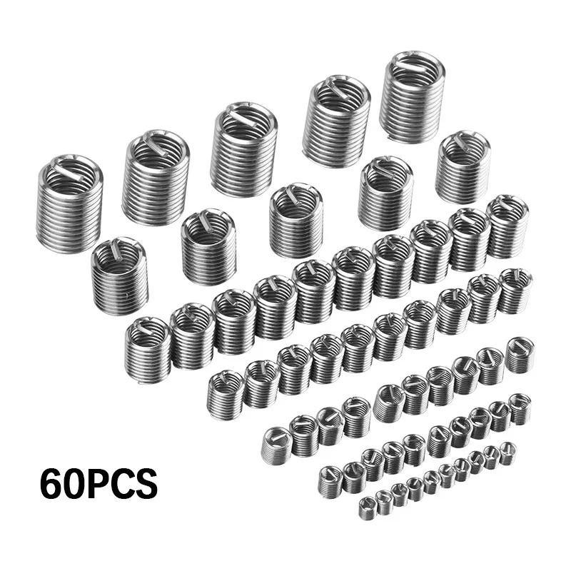 M3 M4 M 5 M6 M8 M10 M12 Wire Thread Inserts Steel Sheath Helical Type Screw Repair Sleeve Assortment Kit-60 Pcs