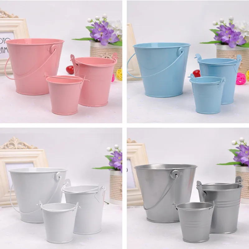 10Pcs Metal Bucket Buckets Candy Mini Tin Pail Pails Smallparty Holder  Storagewedding Container Galvanized Gift Flower Tinplate