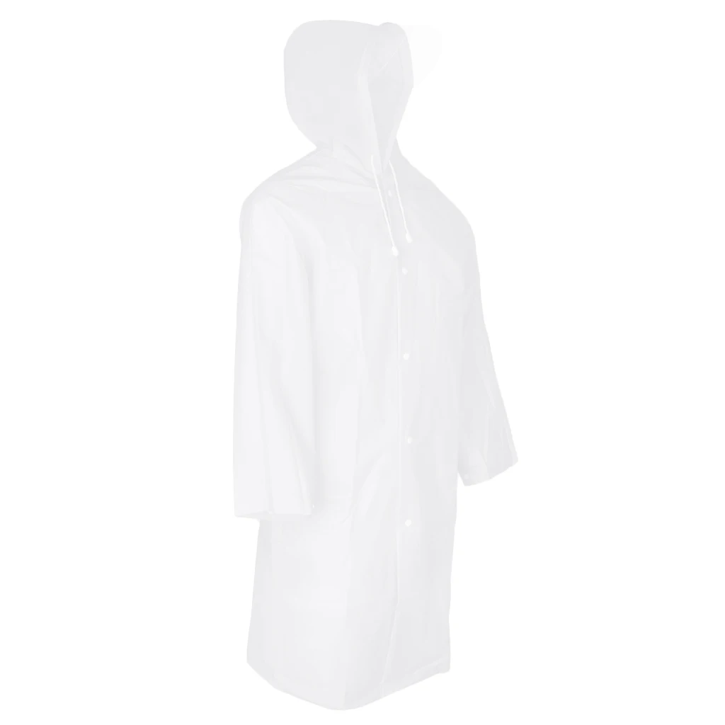 Waterproof Rain Poncho Reusable Adult Raincoat with Hoods & Cap Visor White