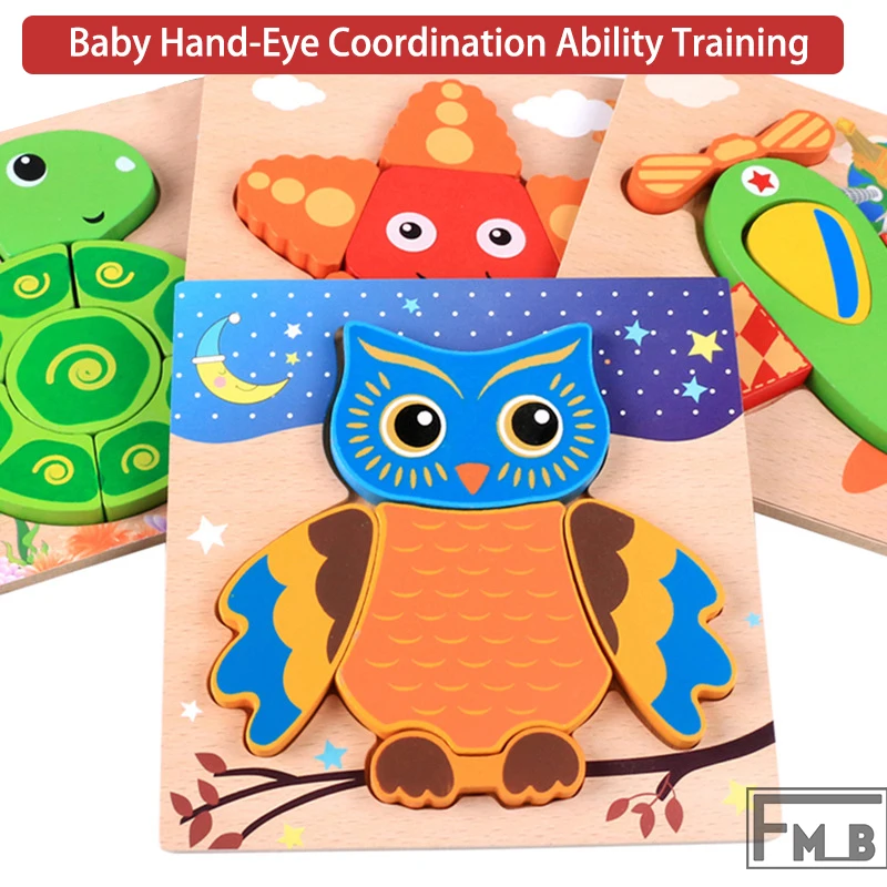 

Wooden Animal Car Three-dimensional Puzzle Montessori Interest Wisdom Toy For The 0-4 Years Old
