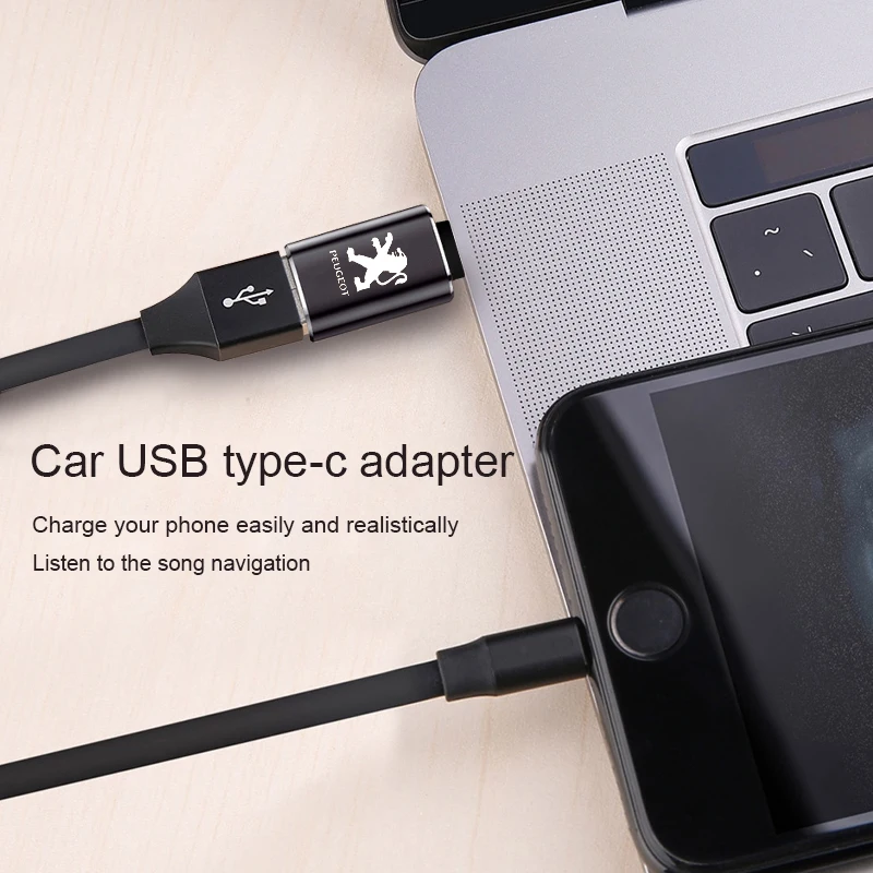 1pcs Type-C Turn USB Adapter Interface Converter For Peugeots 206 307 301 207 407 3008 308 406 107 108 208 408 508 607 807 2008