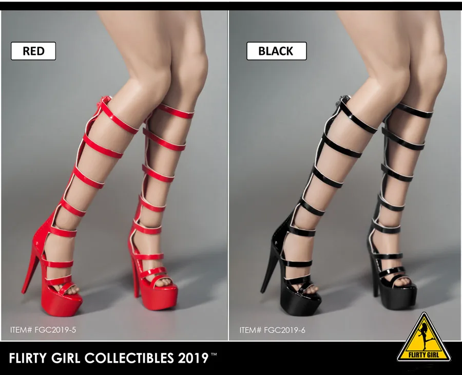 Flirty Girl Collectible 1/6 FGC2018 Femael Shoes High-heel Boots Black/Red/White 