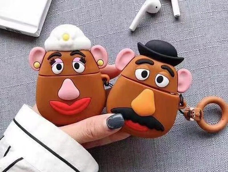 Мягкий силиконовый чехол для гарнитуры potato man для AirPods 1/2, чехол для зарядки наушников с крючком