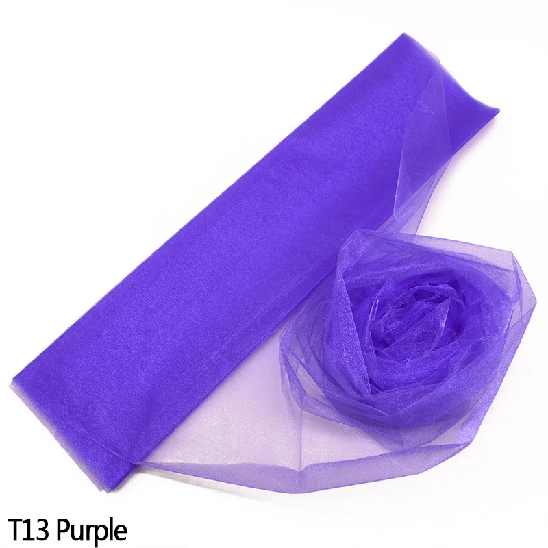 T13 purple 5 м 48 см свадебные органза тюль рулон Хрустальная ткань органза для детского душа DIY арки стул пояса свадебные украшения вечерние - Цвет: T13 purple