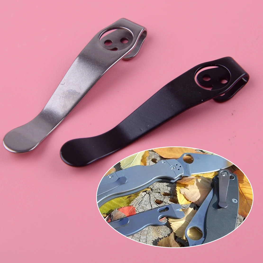 

LETAOSK New Durable Titanium Alloy Deep Carry Pocket Back Clip Fit For C81 C10 C11 3-Hole Design Black/Silver