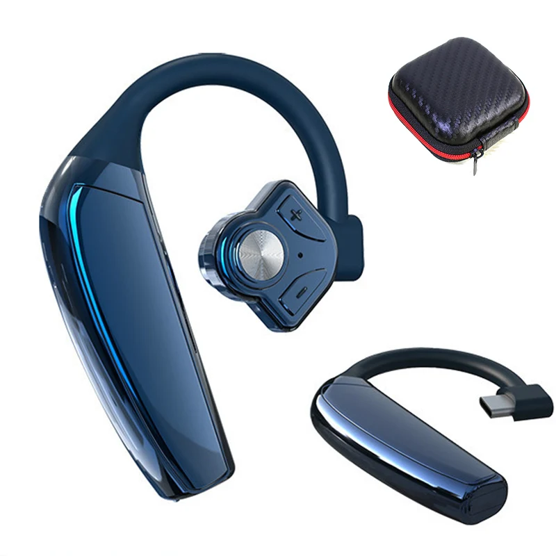 B1 Bluetooth наушники с шумоподавлением, ушной крючок, гарнитура, Bluetooth, беспроводные наушники 270 мАч, запасная батарея, регулятор громкости - Цвет: Blue with box