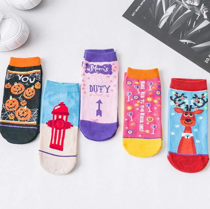 Зимние Модные женские забавные Носки с рисунком тыквы, стрелы, оленя, европейский и американский тренд, пара счастливых Хлопковых Носков AB, 1 пара