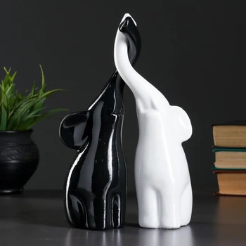

Figure "pair of elephants" 9 х15х25см black/white gloss 4531991