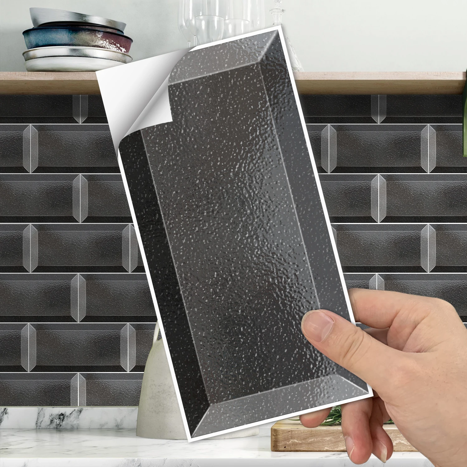 Однотонная 3D плитка самоклеящаяся ПВХ Настенная Наклейка Backsplash кухонный шкаф