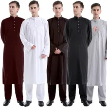 Aliexpress - Muslim Robe Arab Men Thobe Ramadan Costumes Solid Arabic Pakistan Saudi Arabia Eid Turkey Abaya Male National Islamic Clothing