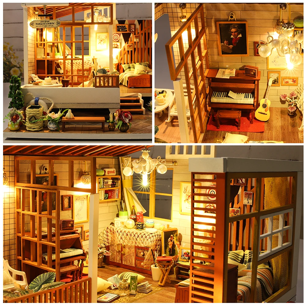 Cutebee Каса Кукольный дом миниатюрная мебель кукольный домик DIY Миниатюрные домики комната коробка театральные игрушки для детей Каса Кукольный дом A04A