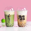 100pcs/pack 500ml Disposable Plastic Milk Tea Cup U-Shaped Tea Cups Cartoon Plastic Lid Accept Customization ► Photo 2/6