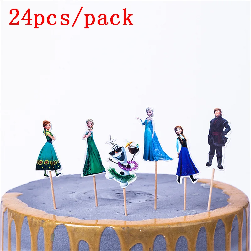 Topper-24pcs Новейший Дисней мультфильм Замороженные 2 вечерние принадлежности Эльза и Анна воздушные шары чашки тарелки и соломки Дети День рождения одноразовые посуда - Цвет: Topper-24pcs