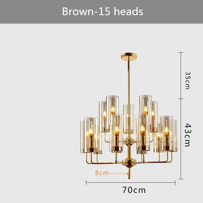 Brown 15 heads Скандинавские современные роскошные подвесные светильники голубое стекло подвесной светильник гостиная кухня спальня свет фиксаторы luminiares - Цвет абажура: Brown 15 heads