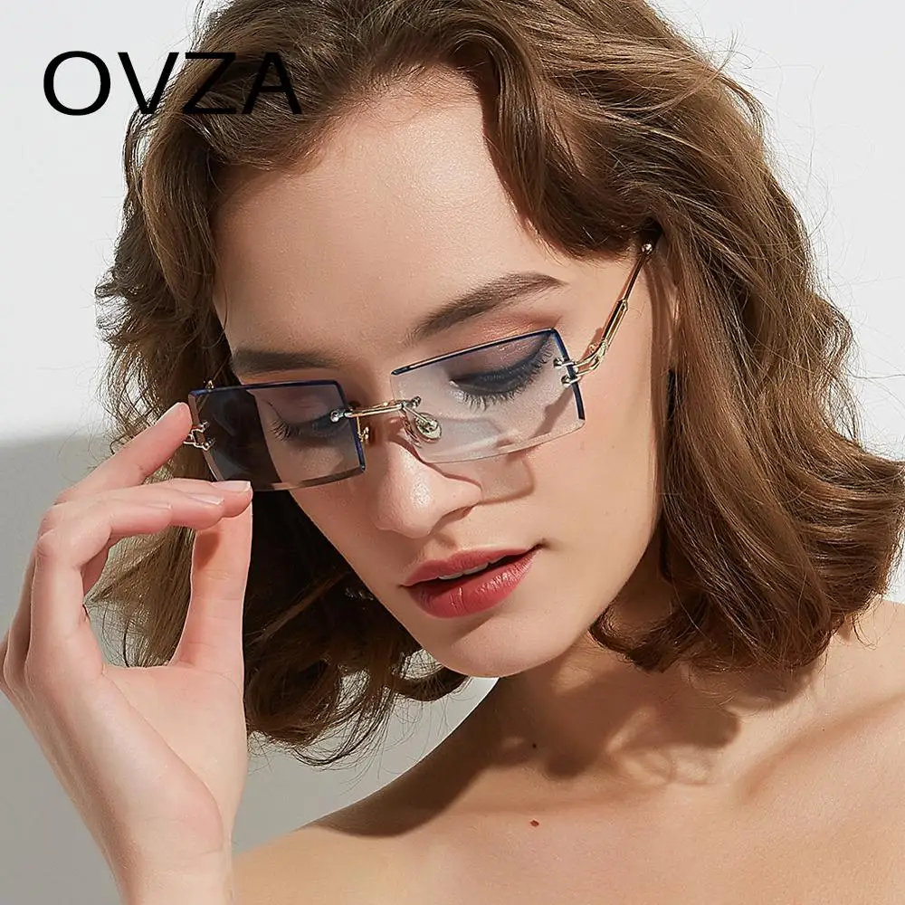 OVZA 2019 Новые солнцезащитные очки без оправы для женщин брендовые дизайнерские