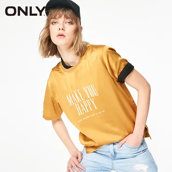 

ONLY Women's Summer Loose Fit Letter Print Short-sleeved Chiffon shirt |119151541