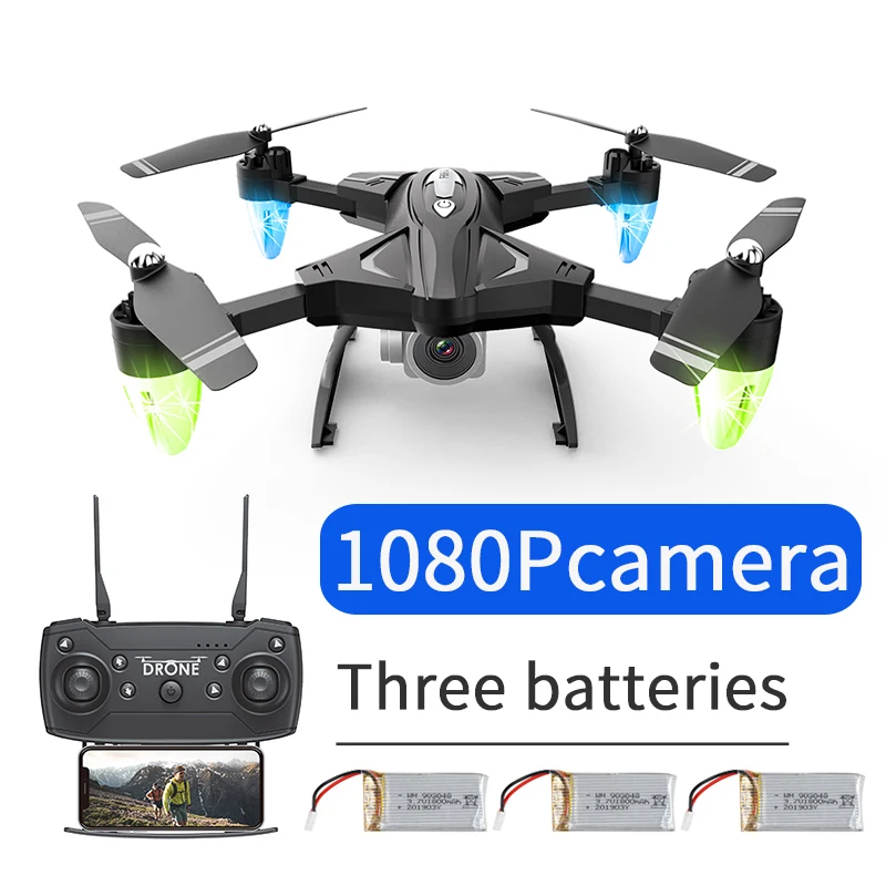 Мини-Дрон F69 складной Дрон с дистанционным управлением с Камера 1080P 2,4 ГГц 6-Axis Gyro 4CH дрона с дистанционным управлением удержания высоты ночной Светильник режим RC вертолет - Цвет: F69 1080P Cameras 3B
