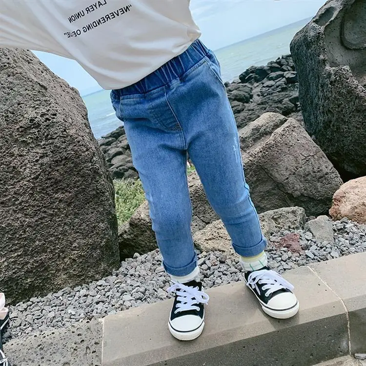WLG girls casual jeans kids autumn denim blue skinny jean baby girl all match trousers children 2-6 years