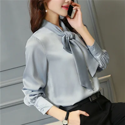 Женские топы блузки blusas mujer de moda 2020 шифоновая блузка с бантом и v образным вырезом