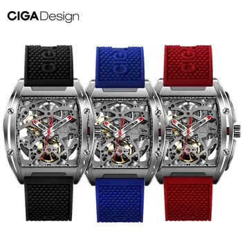 

New CIGA Design CIGA Watch Z Series Watch Barrel Type Double-Sided Hollow Automatic Skeleton Mechanical Men's Waterproof Watch