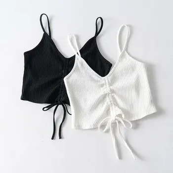 

Western Style WOMEN'S Dress 2019 Summer New Style Versatile-Slim Fit V-neck Drawstring Camisole Women's