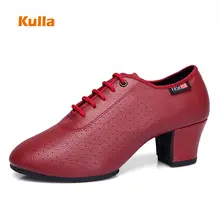 Женская обувь для латинских бальных танцев; средний каблук 5 см; обувь для танцев на квадратном каблуке; дышащая женская обувь в морском стиле с мягкой подошвой