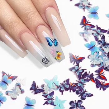 

50 Pcs Colorful Butterfly Pattern Nail Flakies Sequins Paillette Mirror Sparkly Paillette 3D Decoration Nail Art DIY Accessories