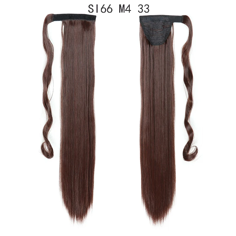 MERISIHAIR, длинные прямые накладные волосы на заколках с конским хвостом, термостойкие синтетические накладные волосы с конским хвостом - Цвет: SI66 M4 33