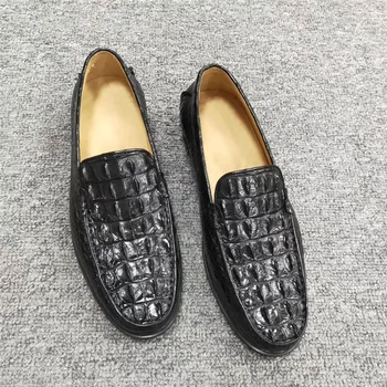 

Authentic Exotic Crocodile Skin Non-slip Sole Businessmen Casual Moccasins Genuine Alligator Leather Male Slip-on Dress Shoes
