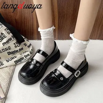 Lolita-zapatos de estilo japonés Mary Jane para mujer, sandalias Vintage de tacón alto poco profundo, zapatos de plataforma gruesa, Cosplay 1