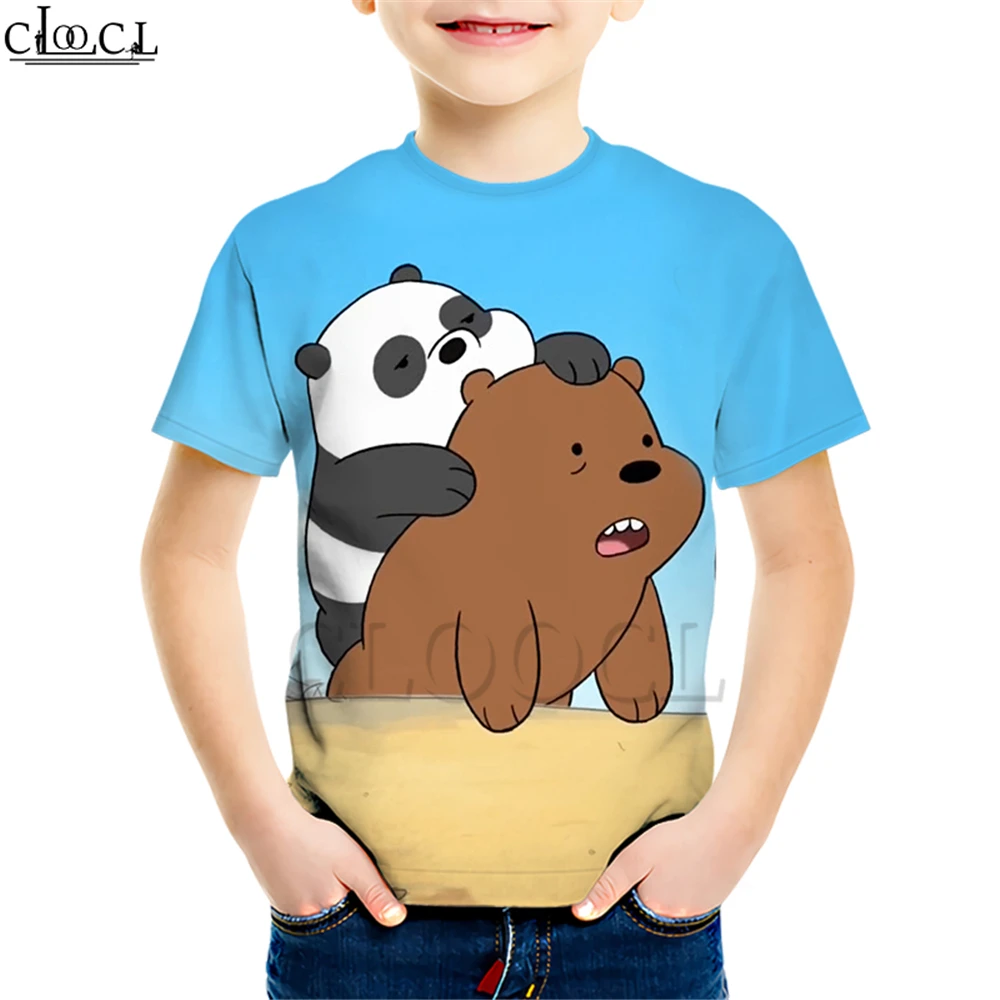 Kids T shirt 4 Детские футболки с рисунком из аниме «Мы Голые Медведи» Детский свитер с короткими рукавами и 3D принтом милого медведя для мальчиков и девочек повседневные Детские Молодежные Топы - Цвет: Kids T shirt 4