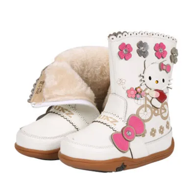 thick white 3 Scecher зимняя детская одежда для сна с изображением принцесс из кожи для девочек Высокие сапоги, теплая плюшевая Водонепроницаемый для детей ясельного возраста, ботинки на резиновой подошве; BSA04 - Цвет: thick white 3