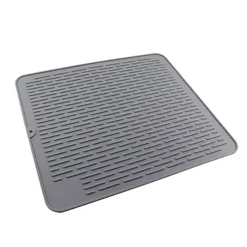 

Bar Silicone Drain Pad Thicken Drying Mat Kitchen Counter Deep Grooves Drain Tray for Kitchen Restaurant Bar Grey