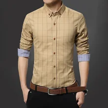 Мужская рубашка в клетку большого размера, весенне-осенние мужские топы с длинными рукавами, деловая Свадебная вечеринка, торжественное платье, тонкая рубашка поло