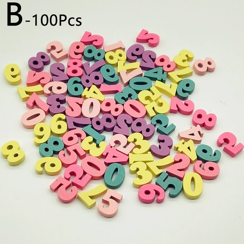 100Pcs Party Home Craft 15mm Alphabet Decoration Mixed DIY Word Handmade Wooden Letters Numbers Multi-coloured Gift Block - Цвет: 100pcs mixed numbers