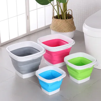 

Folding Bucket Storage Box With Collapsible Plastic Foldable Bath Pail Portable Outdoor Square Tub Fishing Domestic Home Water