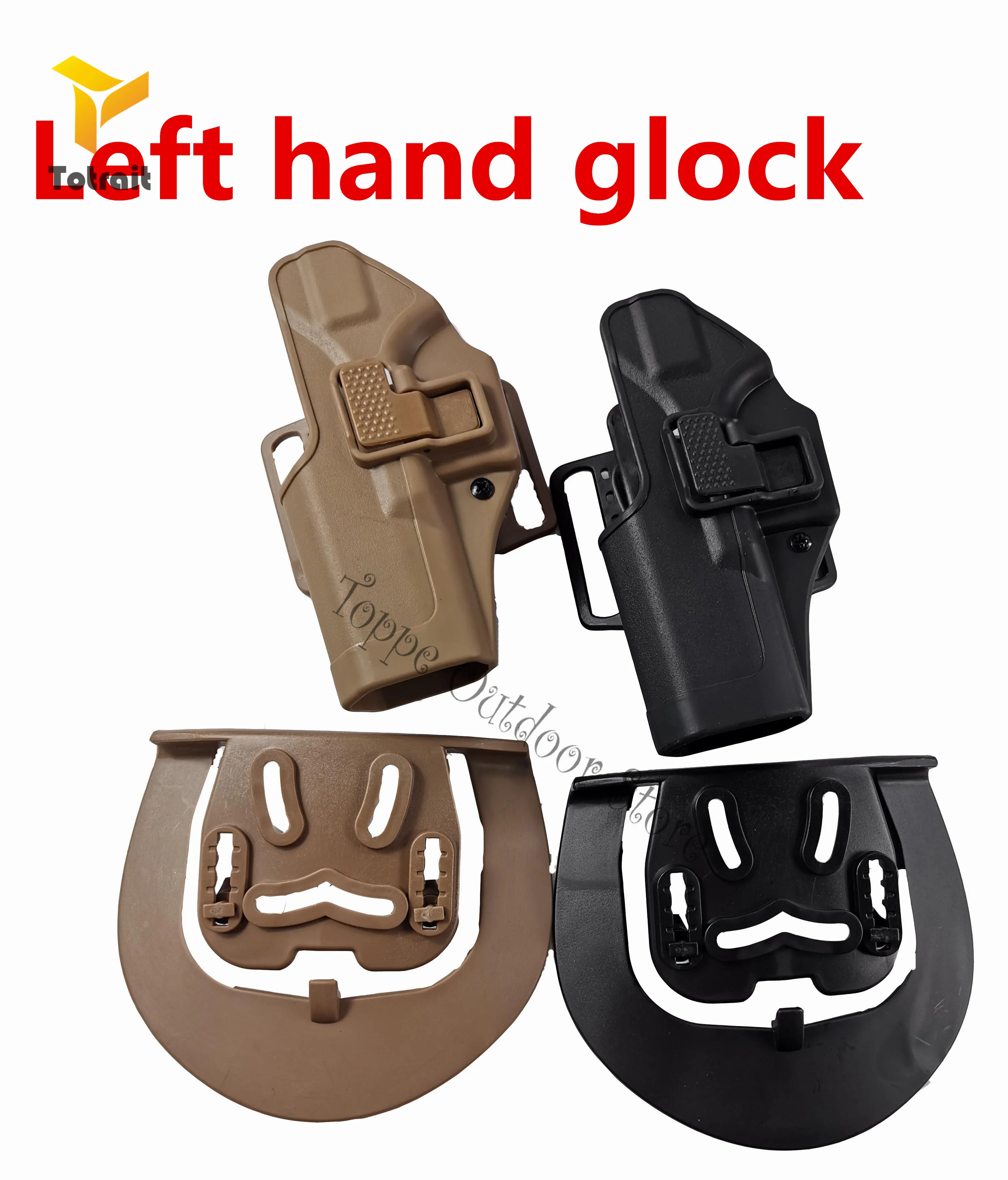 

TOtrait CQC Left Hand Hunting Tactical Airsoft Gun Holster Glock17/M9/1911/P226 Waist Paddle Pistol Belt Holster Combination