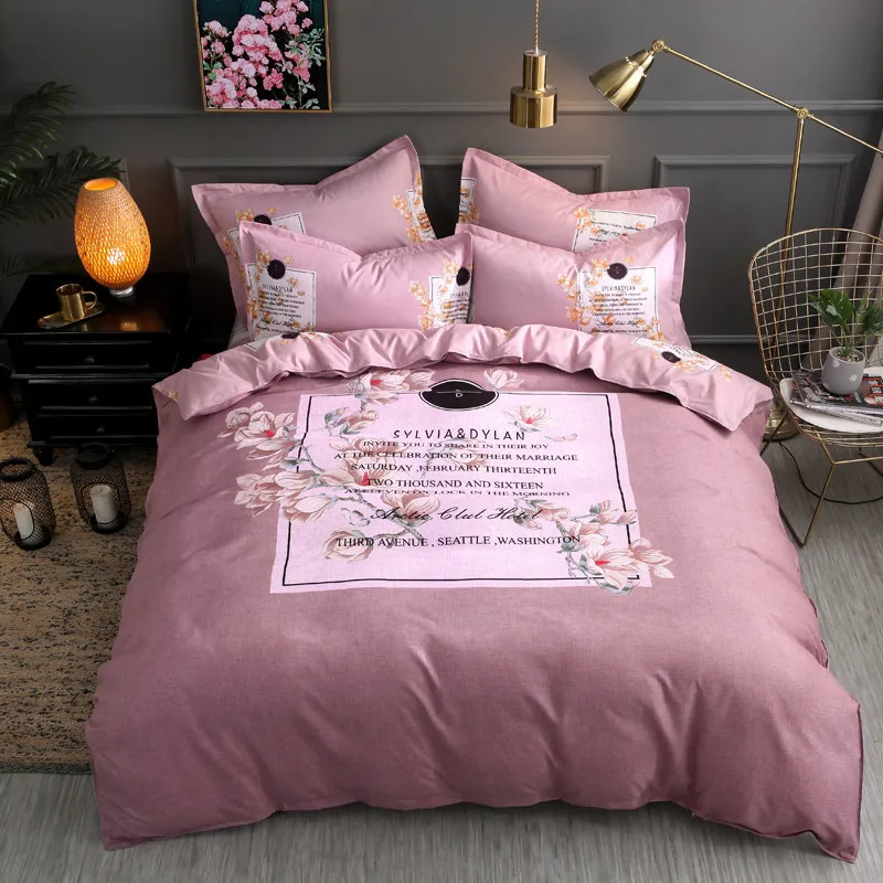 

SHANHAO Large flower thickened wool 4-piece set, flower skin cotton 4-piece bedding set
