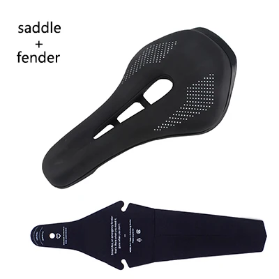 black with fender Сиденье для велоспорта, ультралегкое седло для шоссейного велоспорта, мягкое Велосипедное Сиденье, комфортное седло для горного велосипеда, седло для горного велосипеда, подушка для гоночного велосипеда - Цвет: black with fender