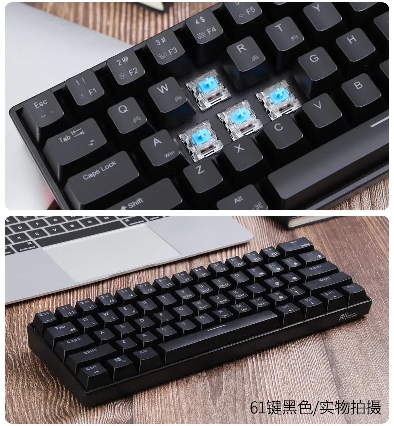RK61 RGB мини Механическая игровая клавиатура Bluetooth USB клавиатура с подсветкой вишневая ось для окна MAC ноутбука для планшета и смартфона