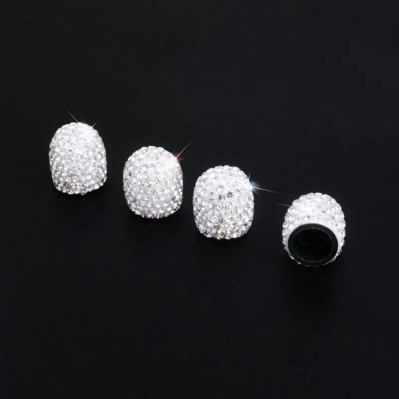 4pcs/set Car Tire Valve Caps Shining Rhinestone Dustproof Covers Universal DIY - Цвет: Белый