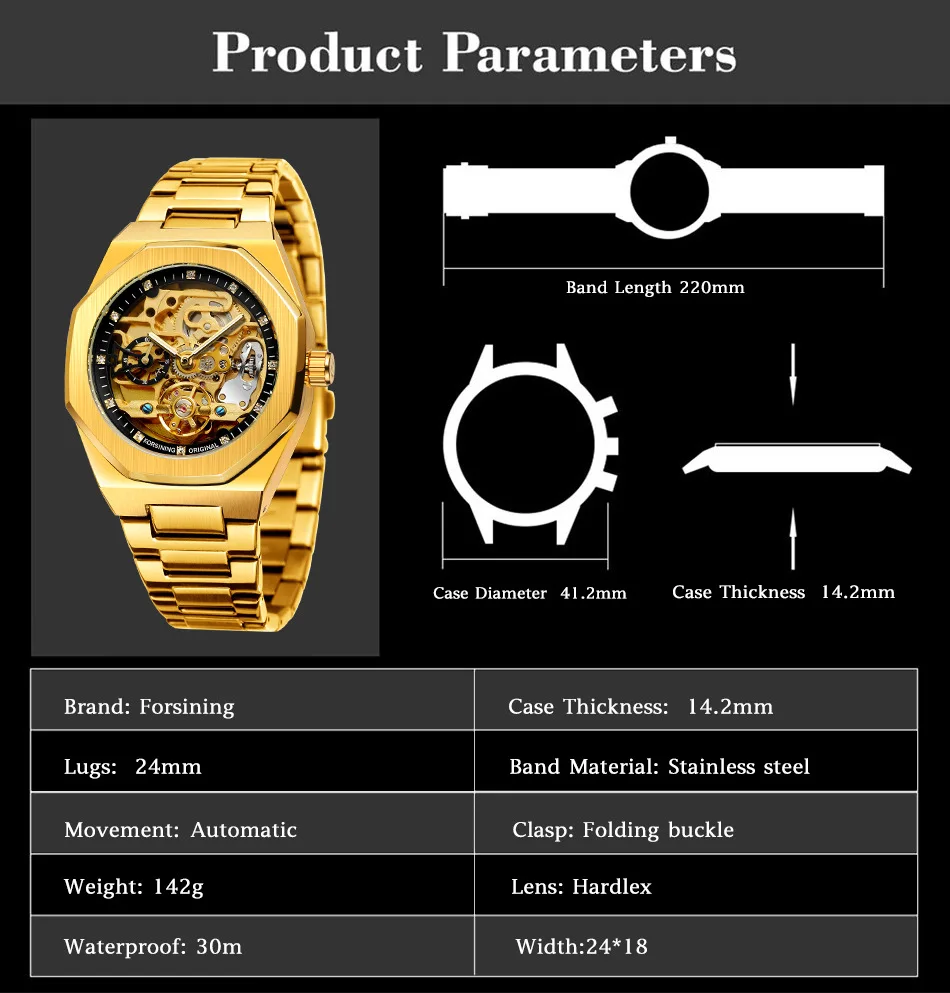 2021 Forsining Top Brand Luxury Automatic Mechanical Watch Luminous Three Eyes Six Needles Skeleton Male Wrist Watch Wrist Clock