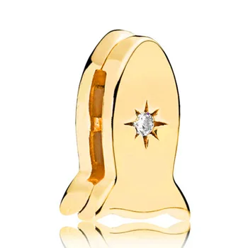 

New 925 Sterling Silver Bead Charm Shine Reflexions Space Ship Clip Stopper Beads Fit Pandora Bracelet Bangle Diy Jewelry