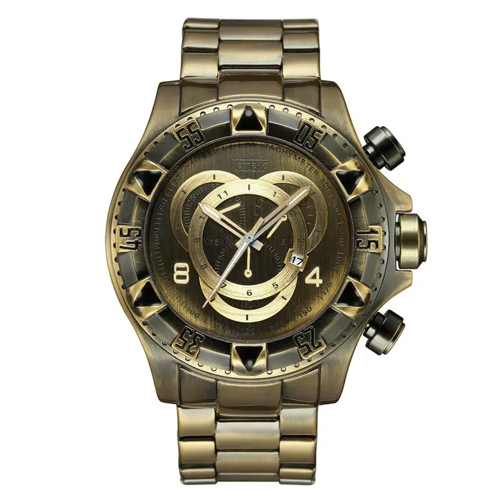 TEMEITE модные негабаритные кварцевые часы мужские военные мужские s часы лучший бренд класса люкс стальной ремешок дисплей с датой аналоговый синий наручные часы - Цвет: YELLOW COPPER