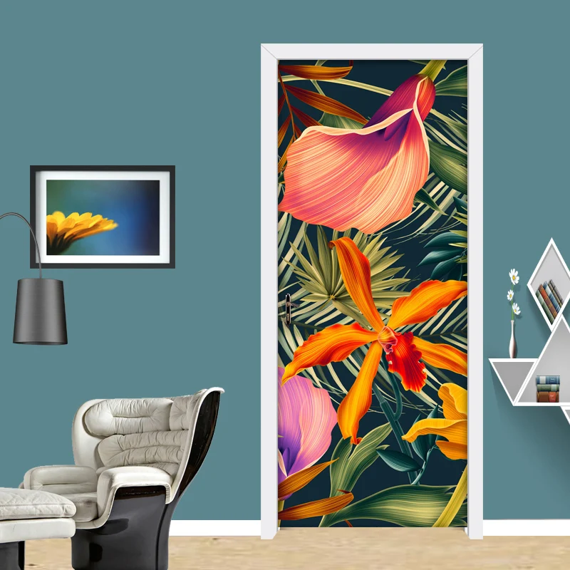 3D самоклеющиеся Diy художественная Наклейка цветок мультфильм животное пейзаж домашний декор двери ремонт ПВХ обои печать картинки