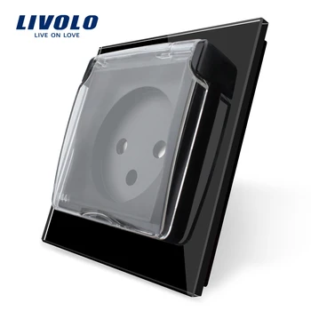 

Livolo French Power Socket,Israel Power Socket,Crystal Glass Panel, 16A plugs ,with Waterproof Cover,no logo,Black Free Shipping